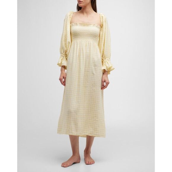 The sleeper atlanta linen dress in lemon vichy M - Picture 1 of 11